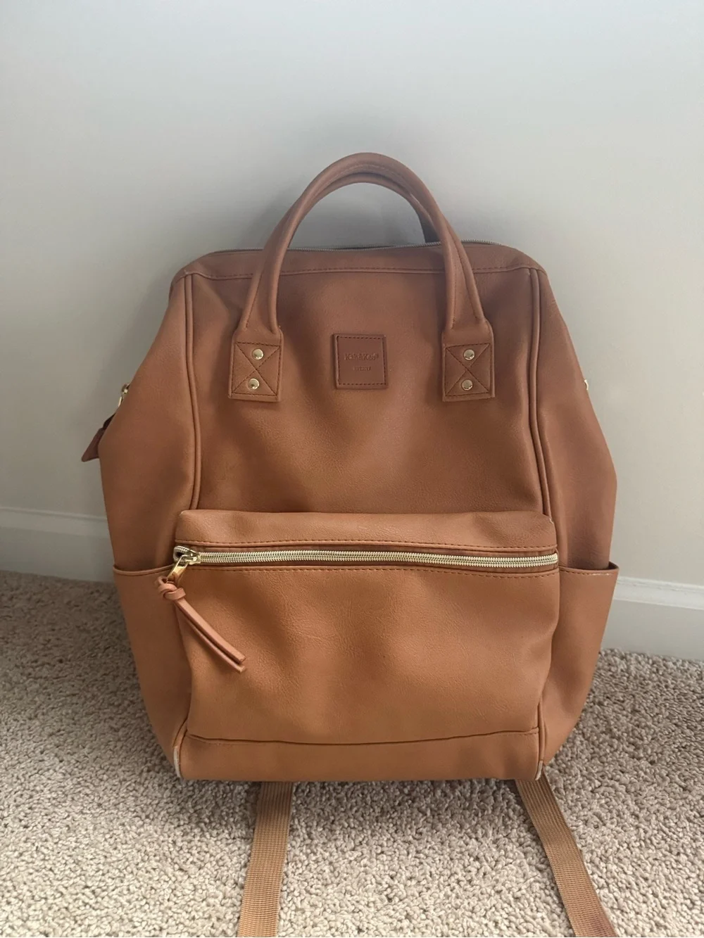 Backpack Tote in Cognac Brown - Unbranded
